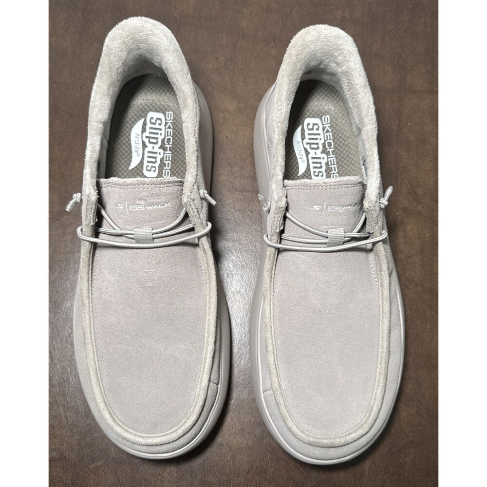 Skechers Slip-ins Arch Fit Hands Free Loafers Taupe Leather Comfort Mens Sz 11